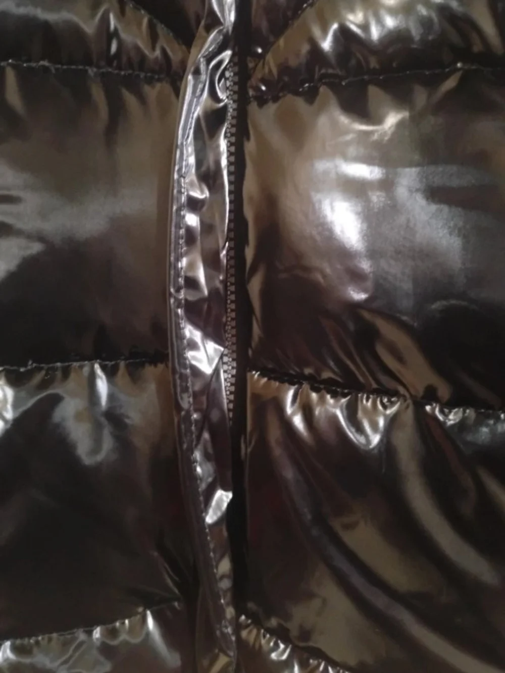 Justice Black Shiny Puffer Coat with Faux Fur Hood